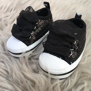 Baby Girl Black Sequin Sneakers Newborn